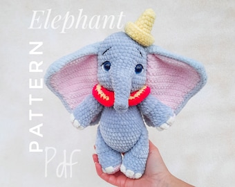 elephant crochet Pattern, аmigurumi plushie crochet elephant, Amigurumi elephant, elephant pattern, cute elephant, circus elephant