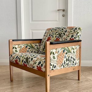Polish Mid-Century Armchair – Leather & Tapestry