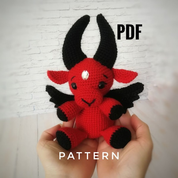 Baphomet Crochet Pattern Amigurumi, Plush Toy Cow Devil Goth, Baphomet tutorial, devil amigurumi