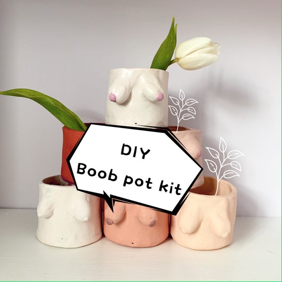 Brullen Makkelijk te lezen Bovenstaande Maak je eigen Boob Pot Kit Home DIY Aardewerkpakket leuke - Etsy België