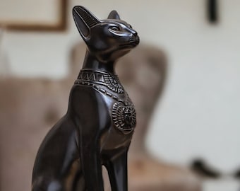 Bastet - Large Great Egyptian statue of goddess bastet cat the home protector in ancient Egypt ,black ,made in Egypt