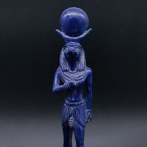 Ancient Egyptian Statue of Sun God Ra Harakhte crowned with a solar disk made in egypt