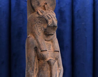 Large statue of Goddess Sekhmet standing, Egyptian Art handcrafted heavy stone made in egypt