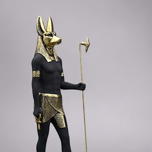 Anubis - Egyptian statue of god of death Anubis colored in antique shape large statue, made in Egypt.