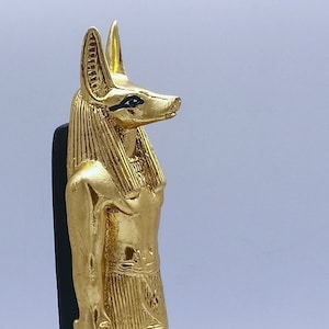 Statue of Egyptian God Anubis gold leaf made in egypt