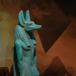 Hand carved statue of god Anubis ( God of Death ) large heavy stone made in Egypt