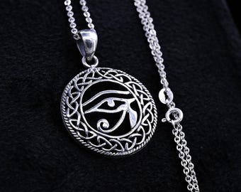 Silver Eye of Horus Necklace Ancient Egyptian Protection Amulet Pendant Gift