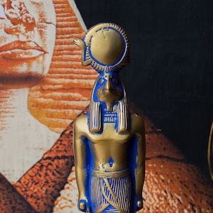 Egyptian Statue of Ra Harakhte Sun God crowned with a solar disk made in egypt