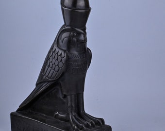 ホルス神像 天空の神 ハヤブサの頭を持つ 黒色 大型 重量級 11.5インチ