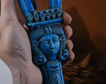 Egyptian Handmade Hathor Sistrum (Musical Instrument) Replica from her Original Collection made in Egypt