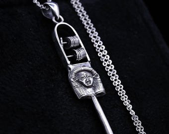 Silver Egyptian Hathor Sistrum Pendant Necklace Ancient Pharaonic Goddess Amulet Gift