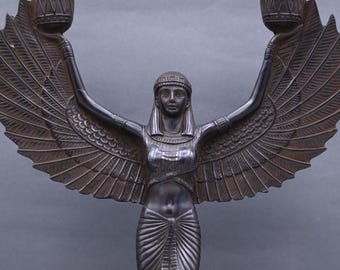 Egyptian Isis Statue with Open Wings, Stone Sculpture