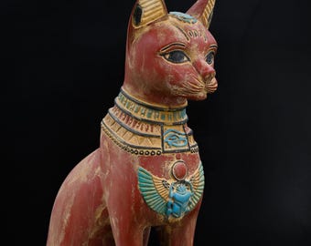 Egyptian Bastet Cat Statue: Large Stone , Made in Egypt
