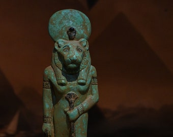 Egyptian Stone Sekhmet Statue: Goddess of War, Vintage Style
