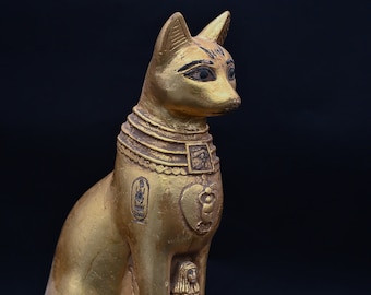 Egyptian Bastet Cat Statue: Large Stone Sculpture Made in Egypt