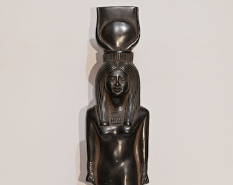 Egyptian statue of goddess Hathor Large heavy black stone ,made in egypt
