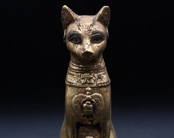 Egyptian statue of goddess Bastet Cat GOLD made in egypt