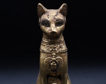 Egyptian statue of goddess Bastet Cat GOLD made in egypt