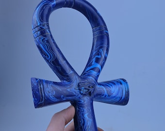 Estatua egipcia de Ankh hecha a mano: decoración de altar con la llave de la vida