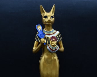 Diosa egipcia Bastet Cat gran estatua negra hecha en Egipto