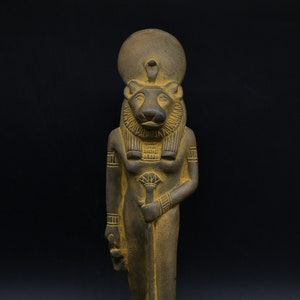 Statue of Egyptian art goddess Sekhmet lady of war heavy stone made in egypt