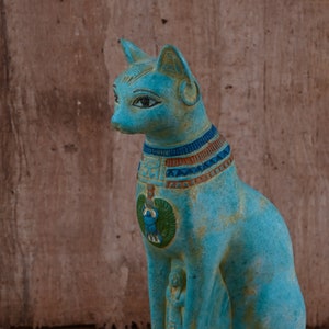 Bastet - Rare statue of goddess bastet cat the protector of home in ancient Egypt colored by Egyptian hands ,made in Egypt