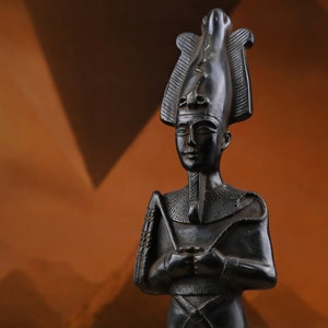 Egyptian statue of god Osiris, lord of the dead black stone made in Egypt
