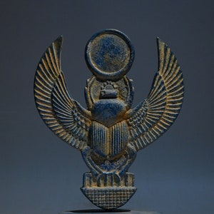 EGYPTIAN statue of Winged SCARAB BEETLE Khepri heavy stone made in Egypt