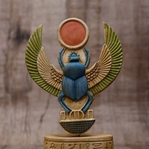 EGYPTIAN statue of Winged SCARAB BEETLE Khepri heavy stone made in Egypt