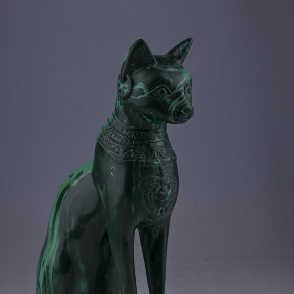 Unique statue of Egyptian goddess Bastet cat with scarab stone made in egypt