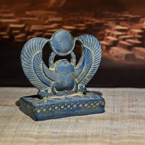EGYPTIAN statue of Winged SCARAB BEETLE Khepri heavy stone made in Egypt