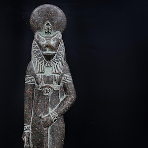 Large statue of Goddess Sekhmet standing, Egyptian Art handcrafted heavy stone made in egypt
