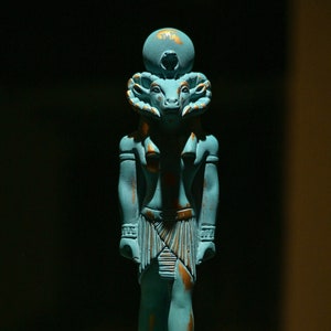 Rare statue of the god Khnum, the creator of man among the ancient Egyptians, made of stone, made in Egypt