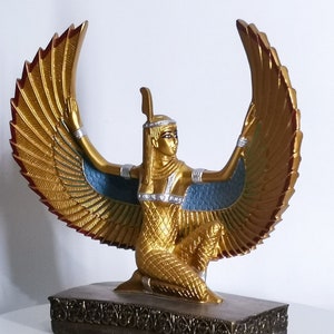 Estatua egipcia de la diosa maat diosa de la justicia Alas abiertas gran piedra pesada hecha en Egipto imagen 1