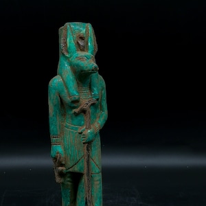 Egyptian statue of God Anubis standing stone made in egypt
