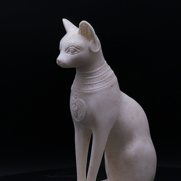 Egyptian goddess Bastet Cat statue marble stone made in egypt