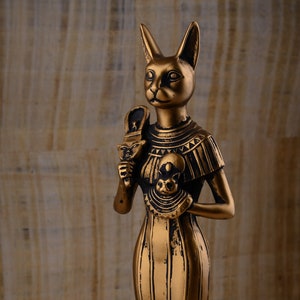 Egyptian goddess Bastet Cat large statue gold made in egypt
