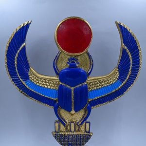 EGYPTIAN statue of Winged SCARAB BEETLE Khepri heavy gold leaf made in Egypt