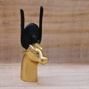 Unique Ancient Egyptian goddess Hathor head Gold leaf made in Egypt
