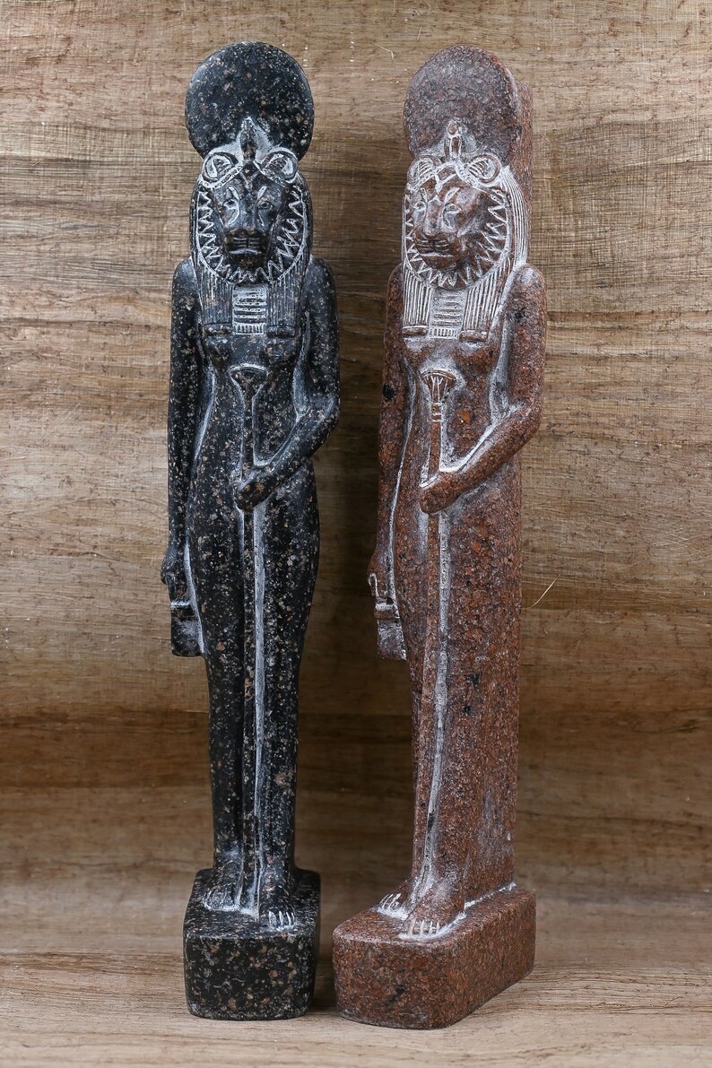 Statue of Egyptian Art Goddess Sekhmet Black Heavy Stone Made in Egypt ...