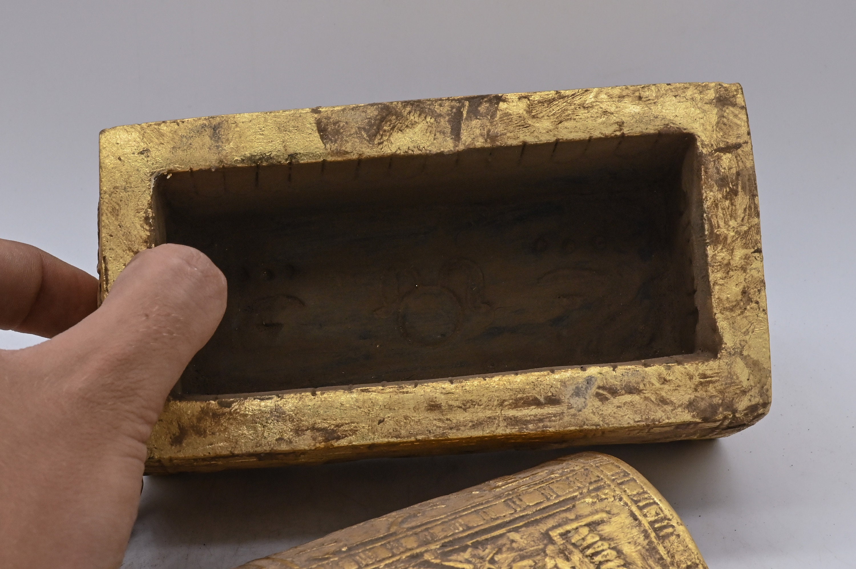 Egyptian Art Box Decorated Pharaonic Inscriptions Gold Leaf Made in ...