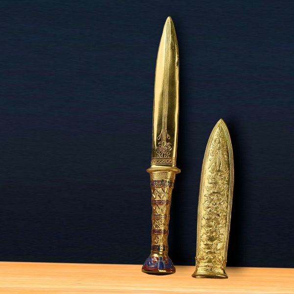 Golden dagger made of copper for King Tutankhamun, which is an exact copy of the original dagger of King's treasure -handmade- made in Egypt