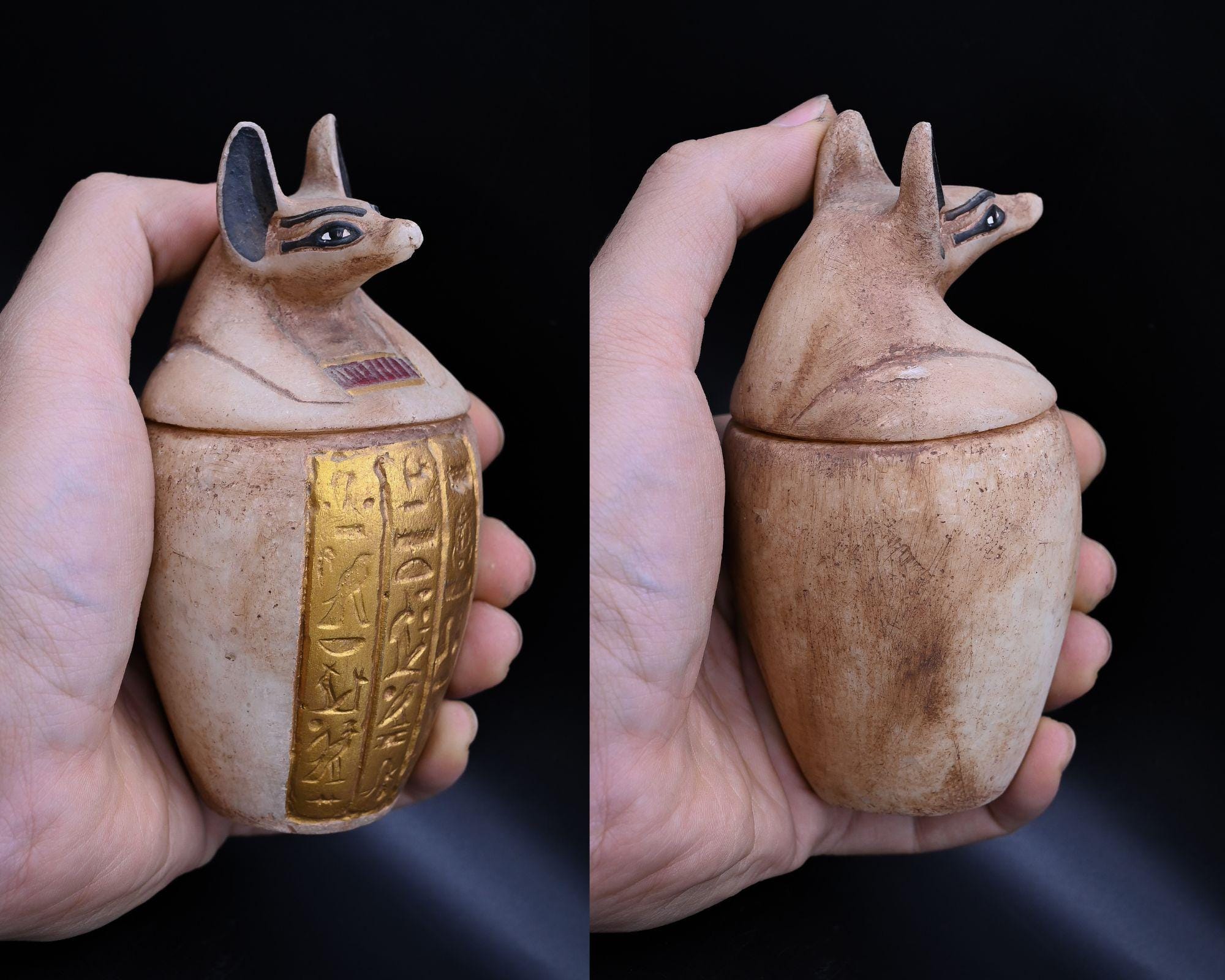 エジプトのカノプス壺：ホルスの息子たち、大理石製、4個セット - Etsy