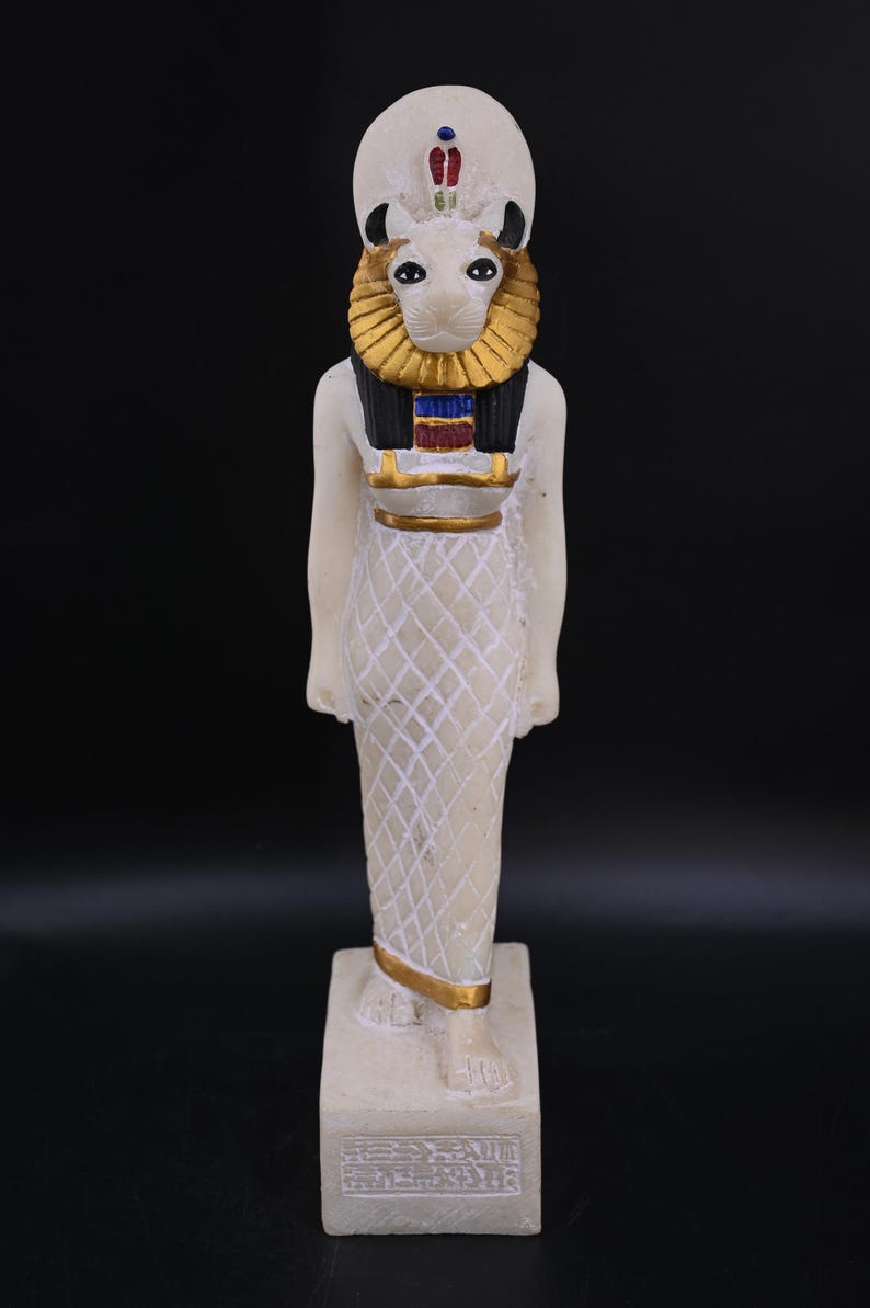 Statue of Egyptian Art Goddess Sekhmet Hand Painted Heavy Stone Made in ...