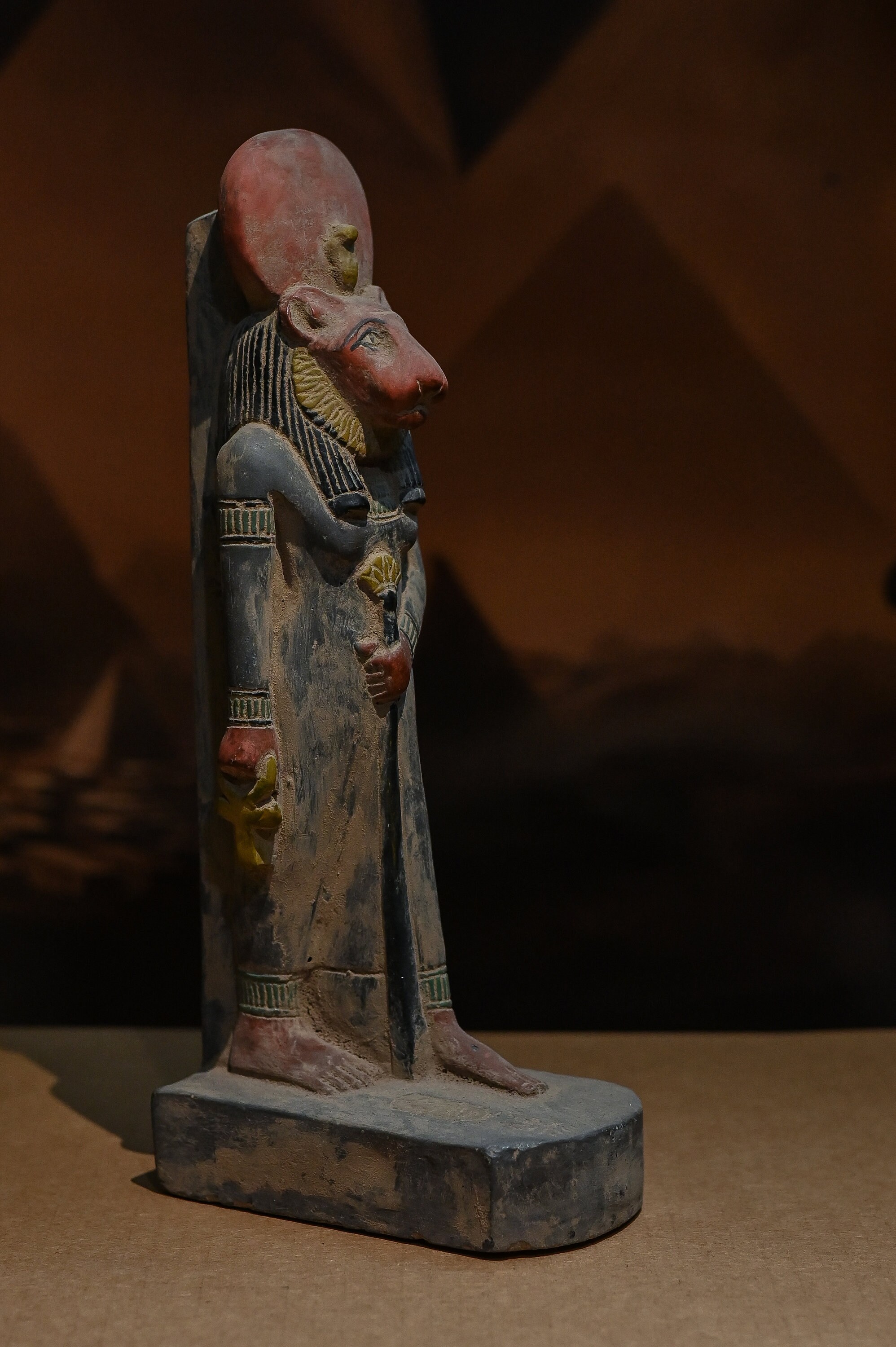Statue of Egyptian Art Goddess Sekhmet Hand Painted Heavy Stone Made in ...