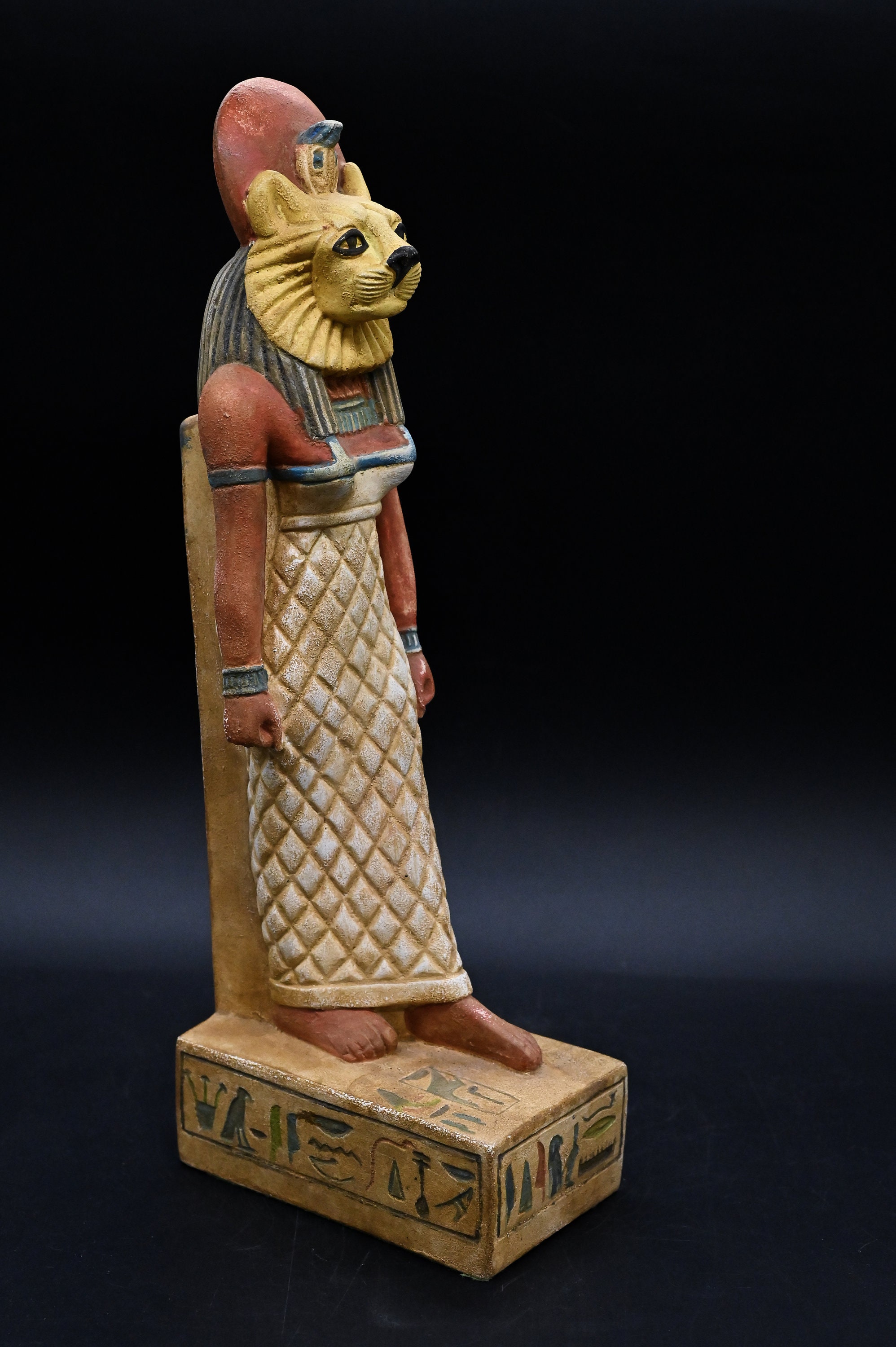 Statue of Egyptian Art Goddess Sekhmet Hand Painted Heavy Stone Made in ...