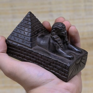 Unique Egyptian Sphinx statue with pyramid (3 colors) Made in egypt
