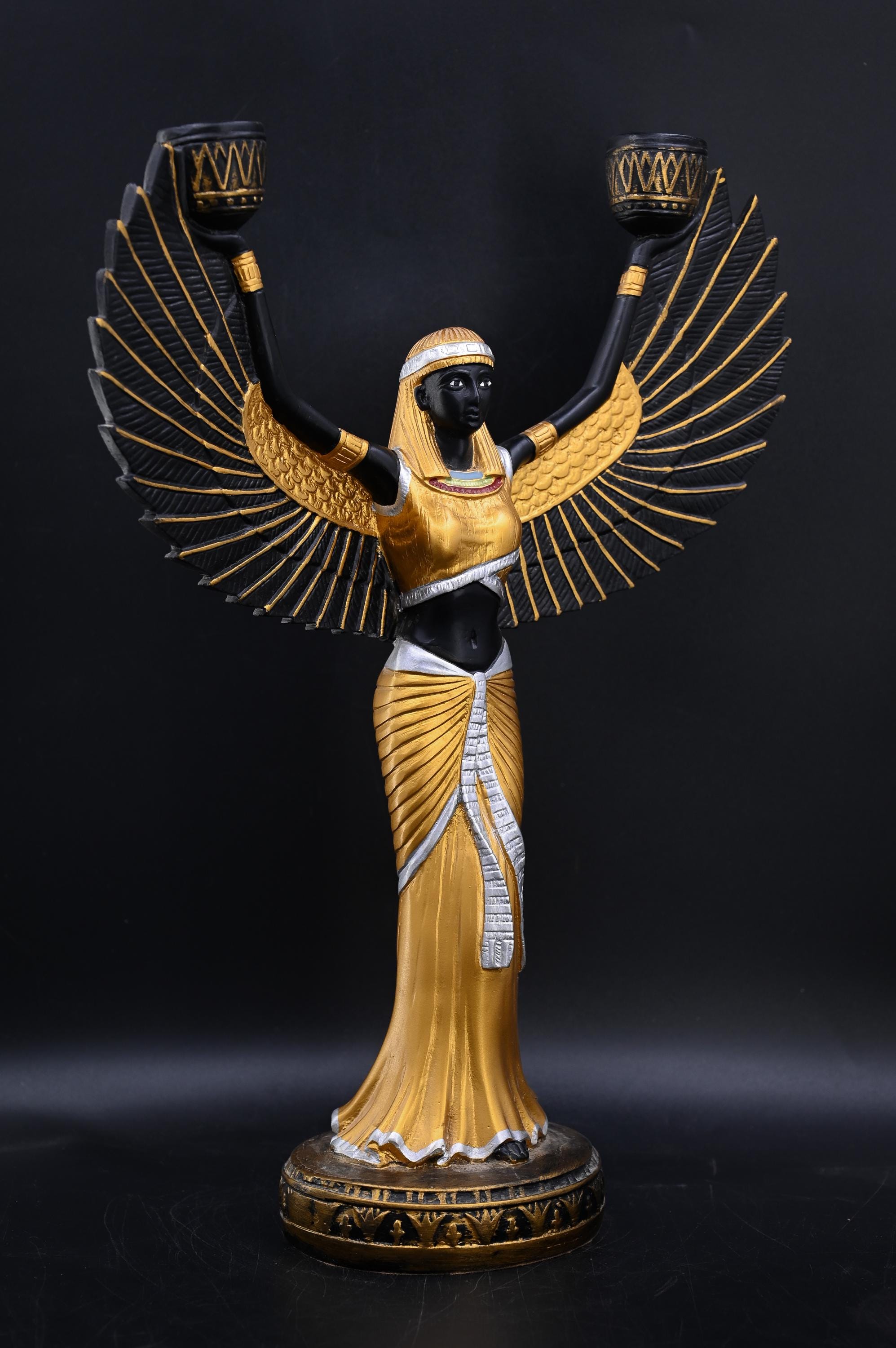 エジプトの女神イシスの大きな開いた翼の燭台（2色）エジプト製 - Etsy