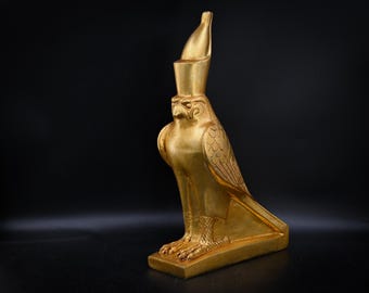 Handmade Egyptian Horus Falcon Statue: God of Sky Sculpture