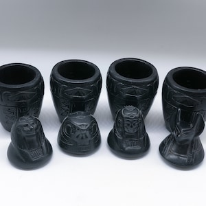 Unique Egyptian art Set of 4 canopic jars (sons of Horus) black made in egypt